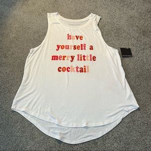 Grayson Threads Women's L Tank Top Have Yourself A Merry Little Cocktail Wht NWT